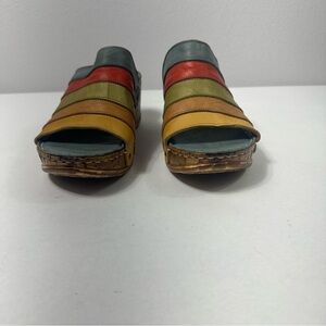 Pavers Women's Shoes Size 8.5  Sandals Multicolor Leather Comfort Wedge Slip On